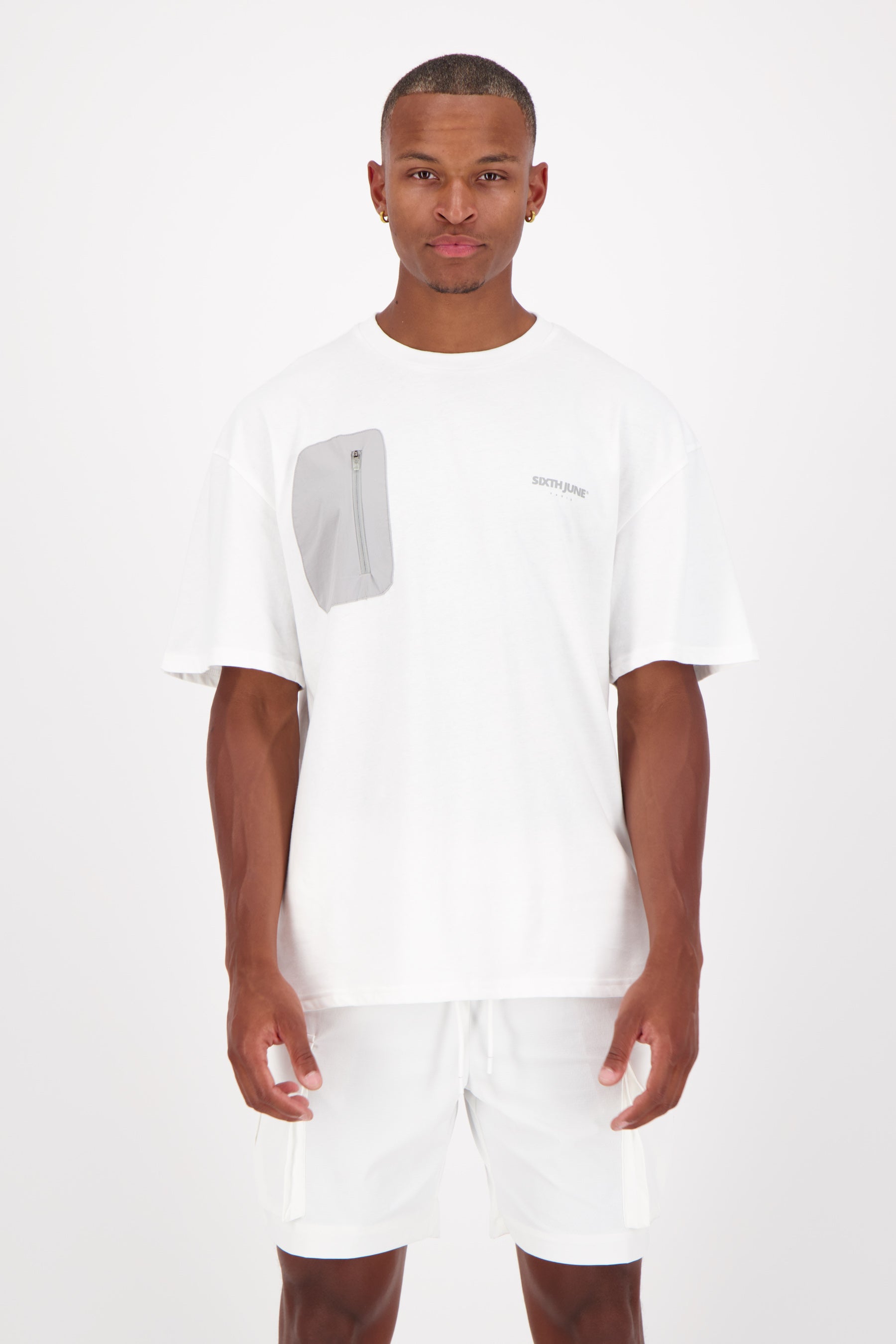 Nylon logo pocket t-shirt White