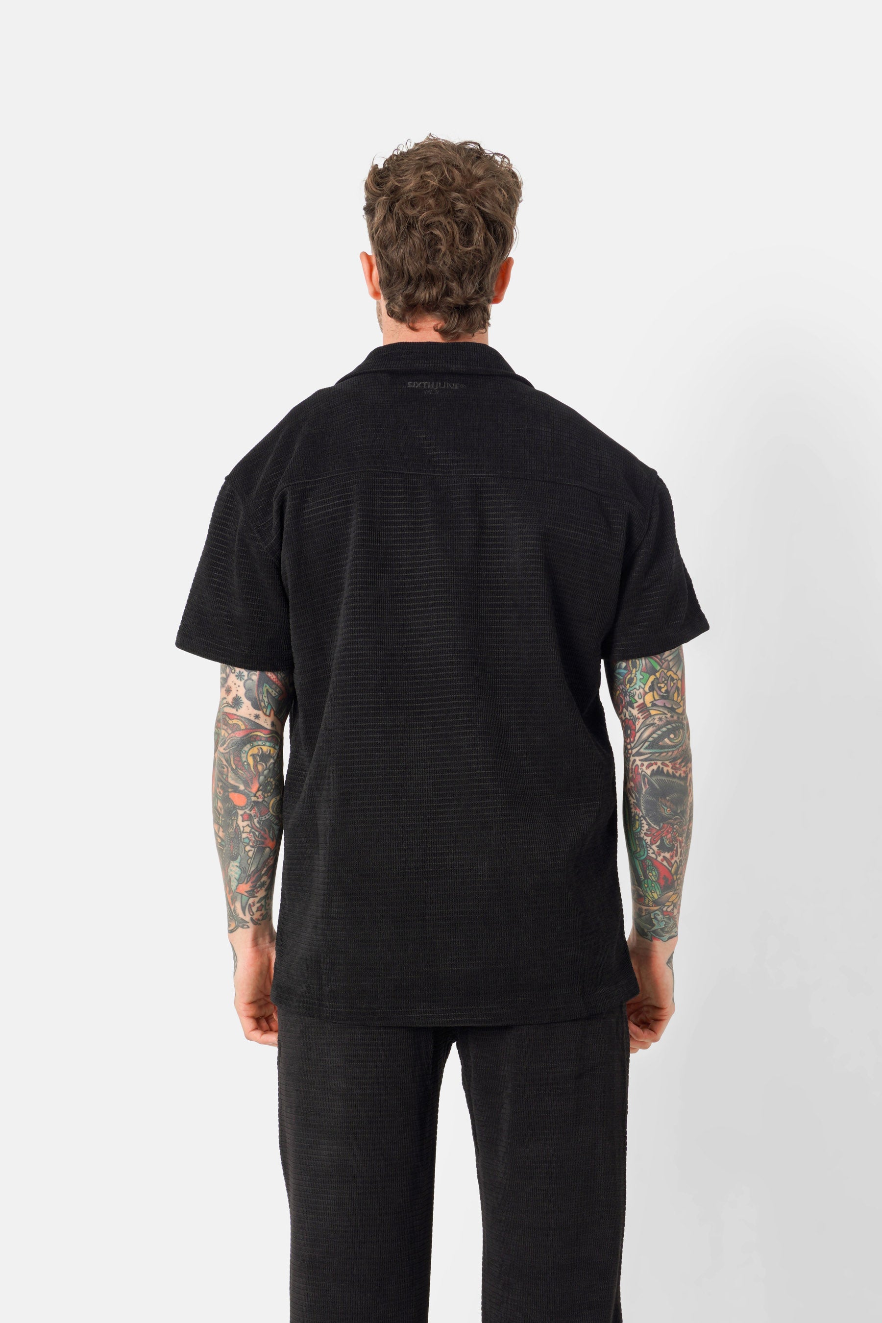 Summer logo crochet shirt Black