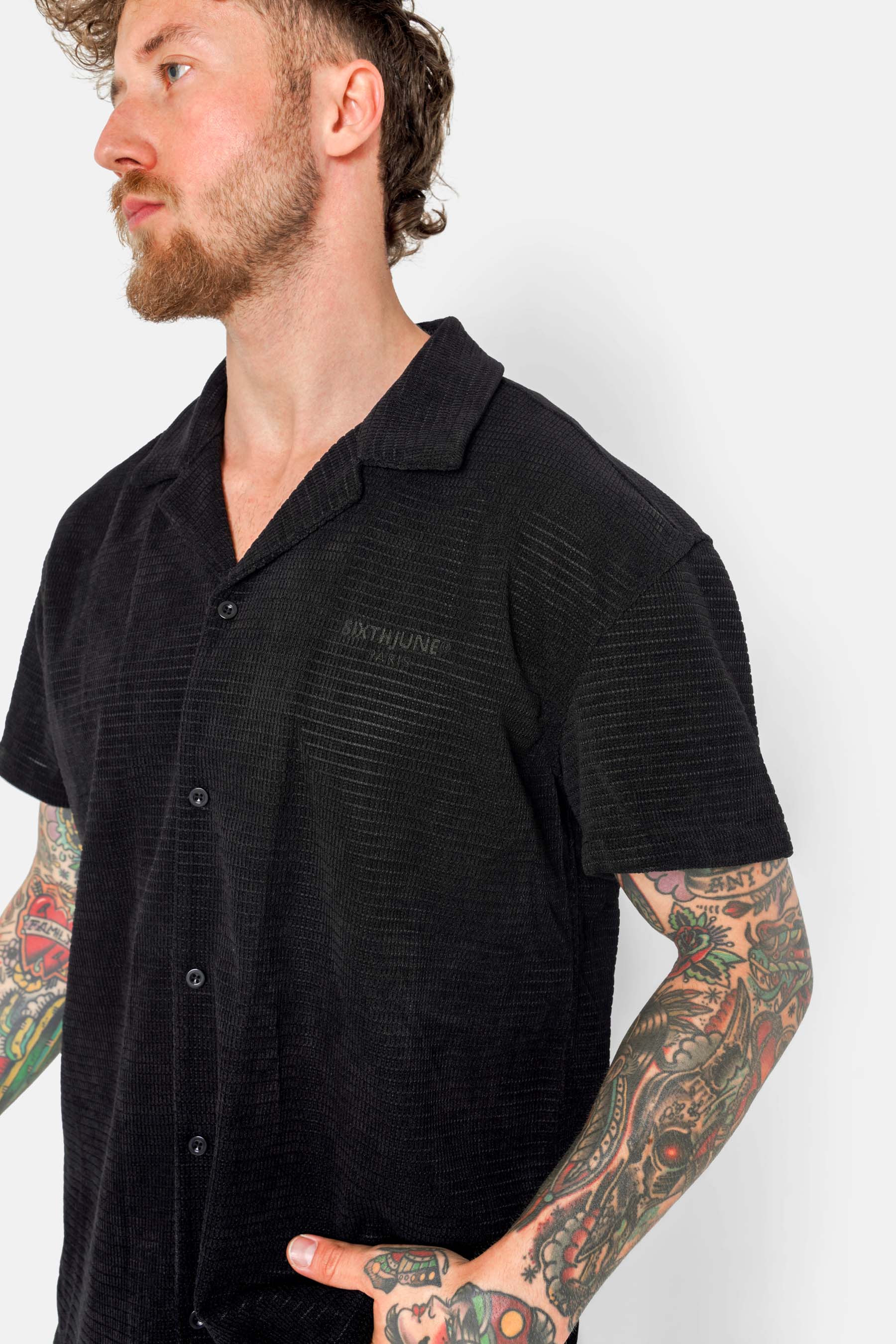 Summer logo crochet shirt Black