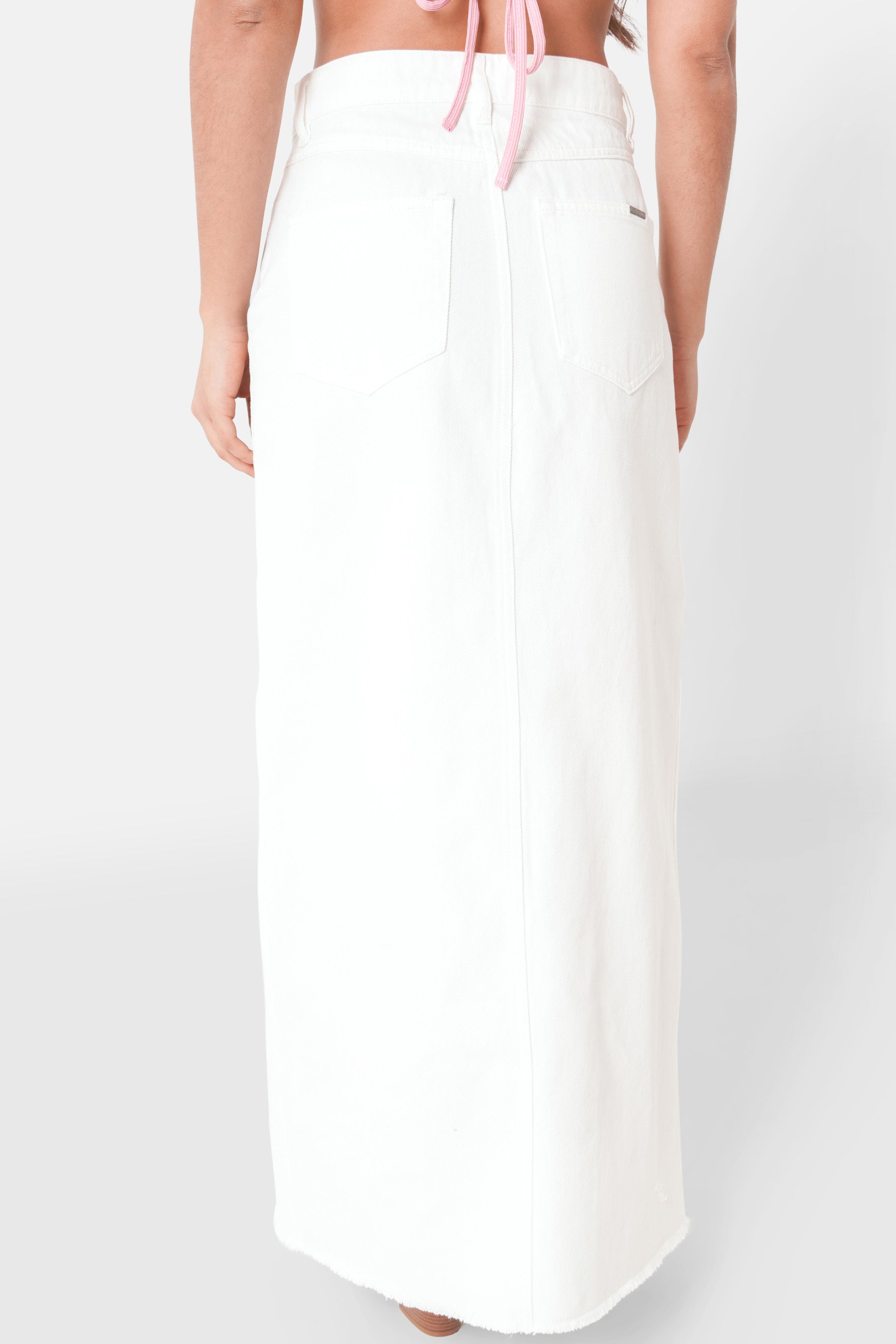 Destrutured denim long skirt White