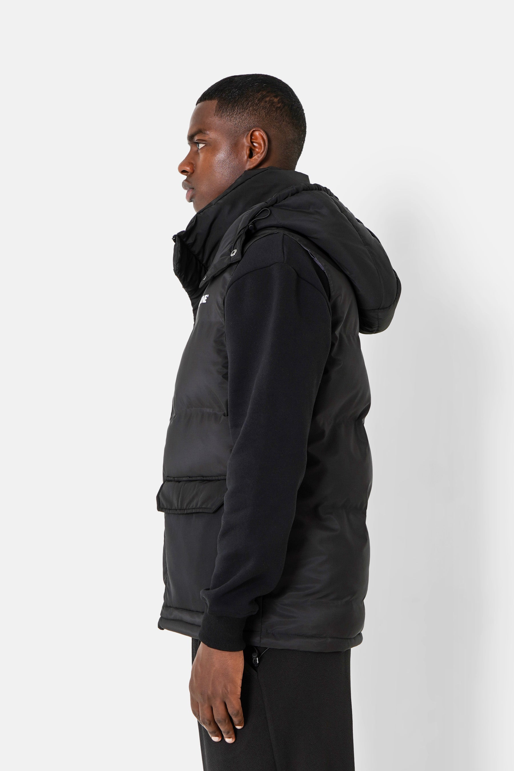 Sleeveless hood down jacket Black