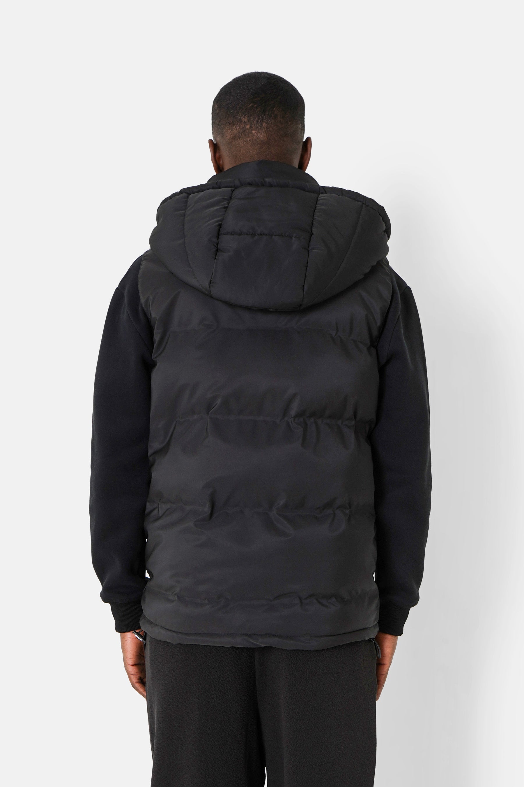 Sleeveless hood down jacket Black