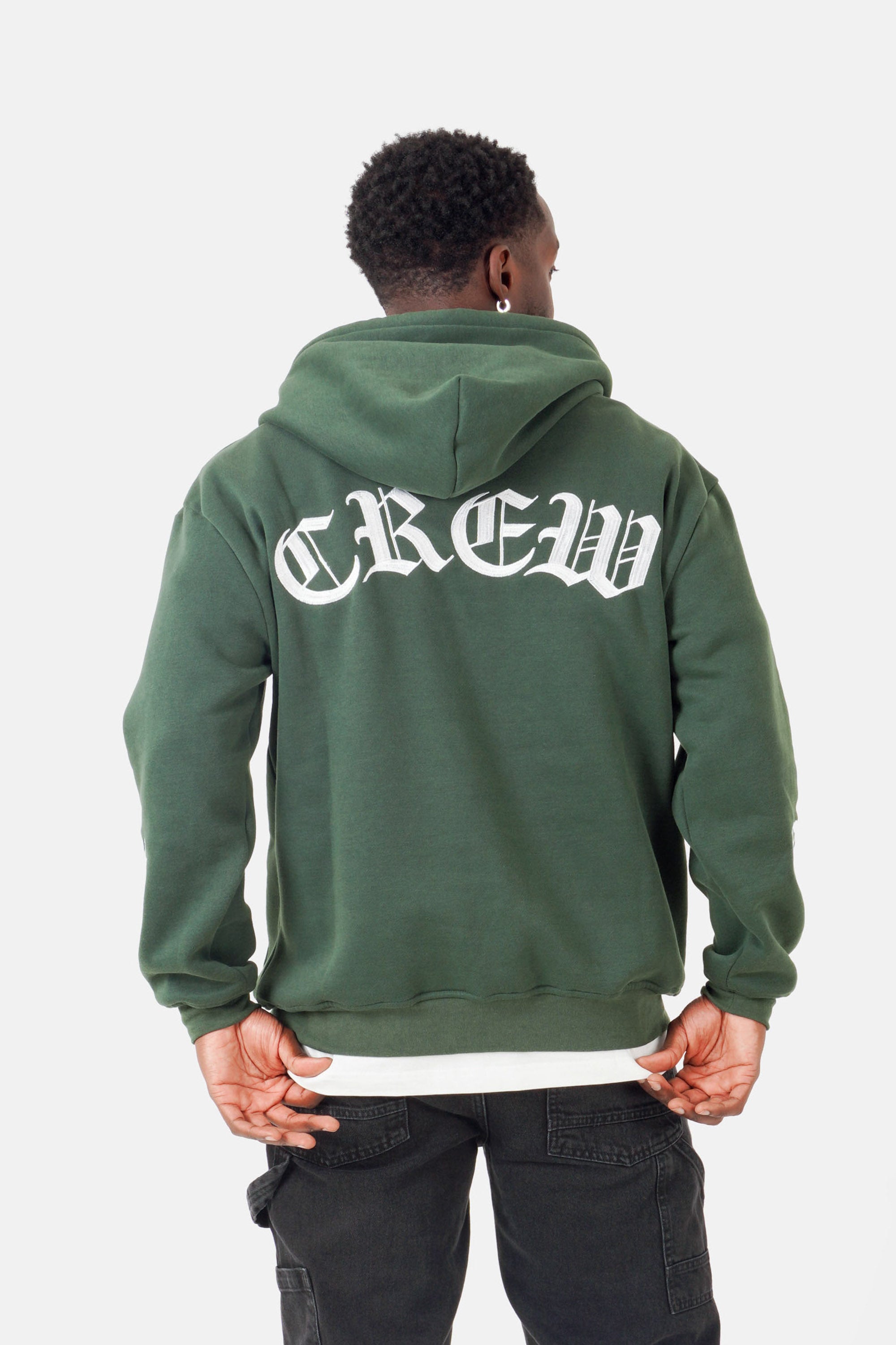 Sweatshirt capuche crew molletonné Vert foncé