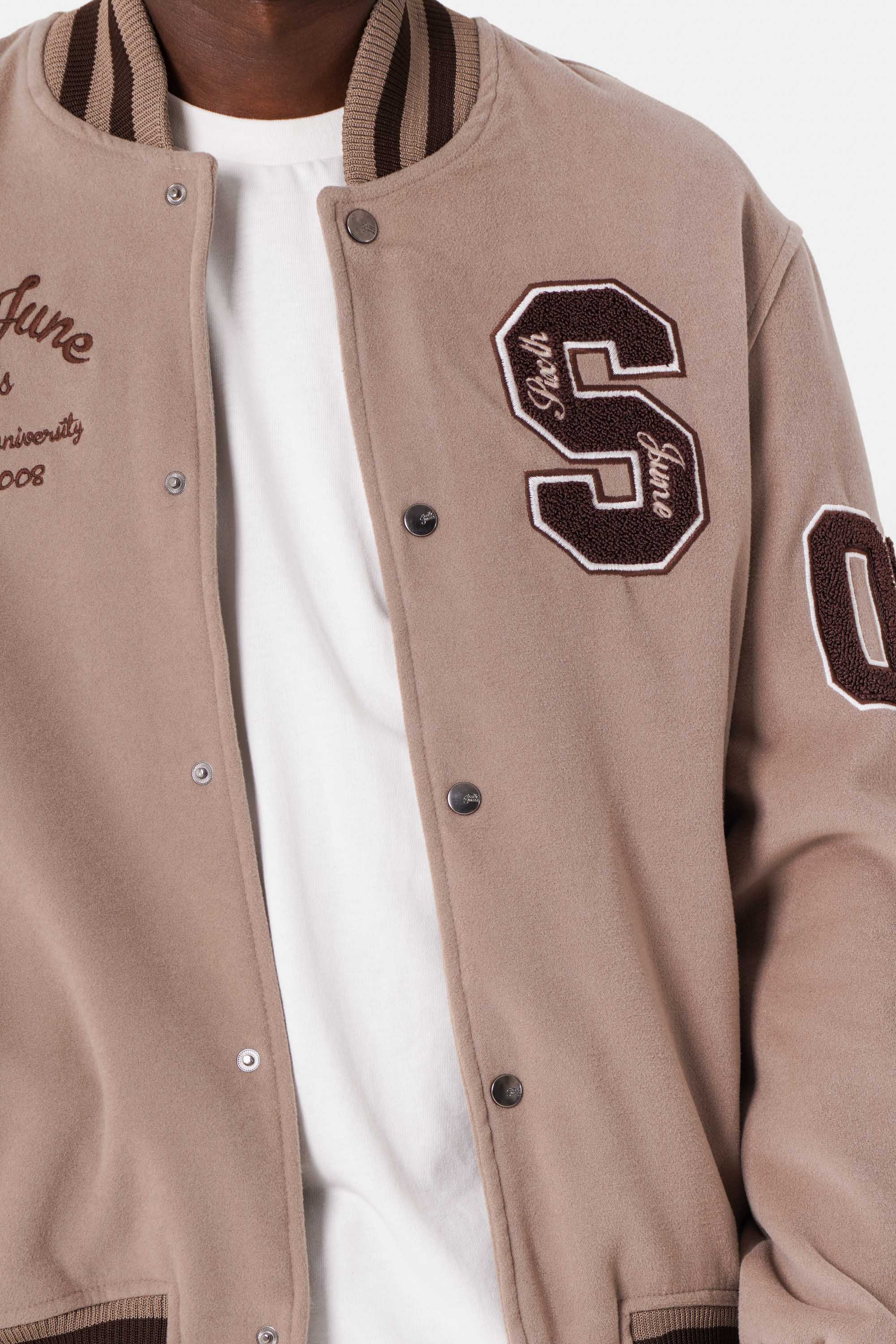 Varsity embroidered jacket Beige