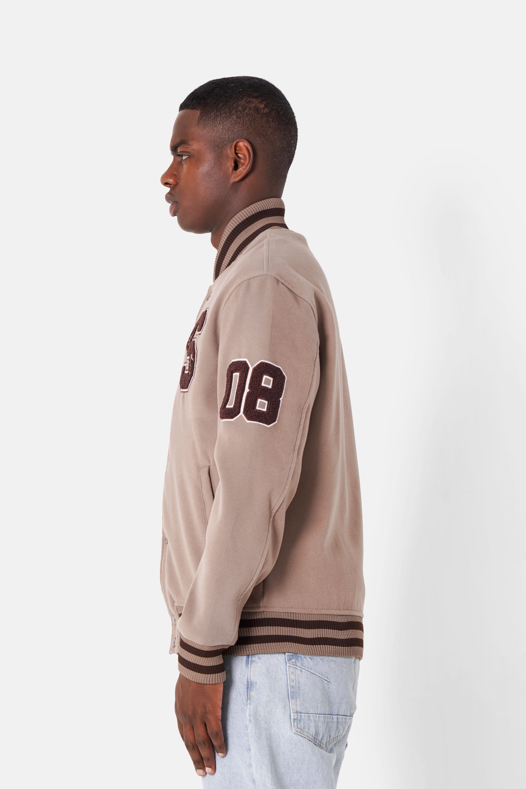 Varsity embroidered jacket Beige