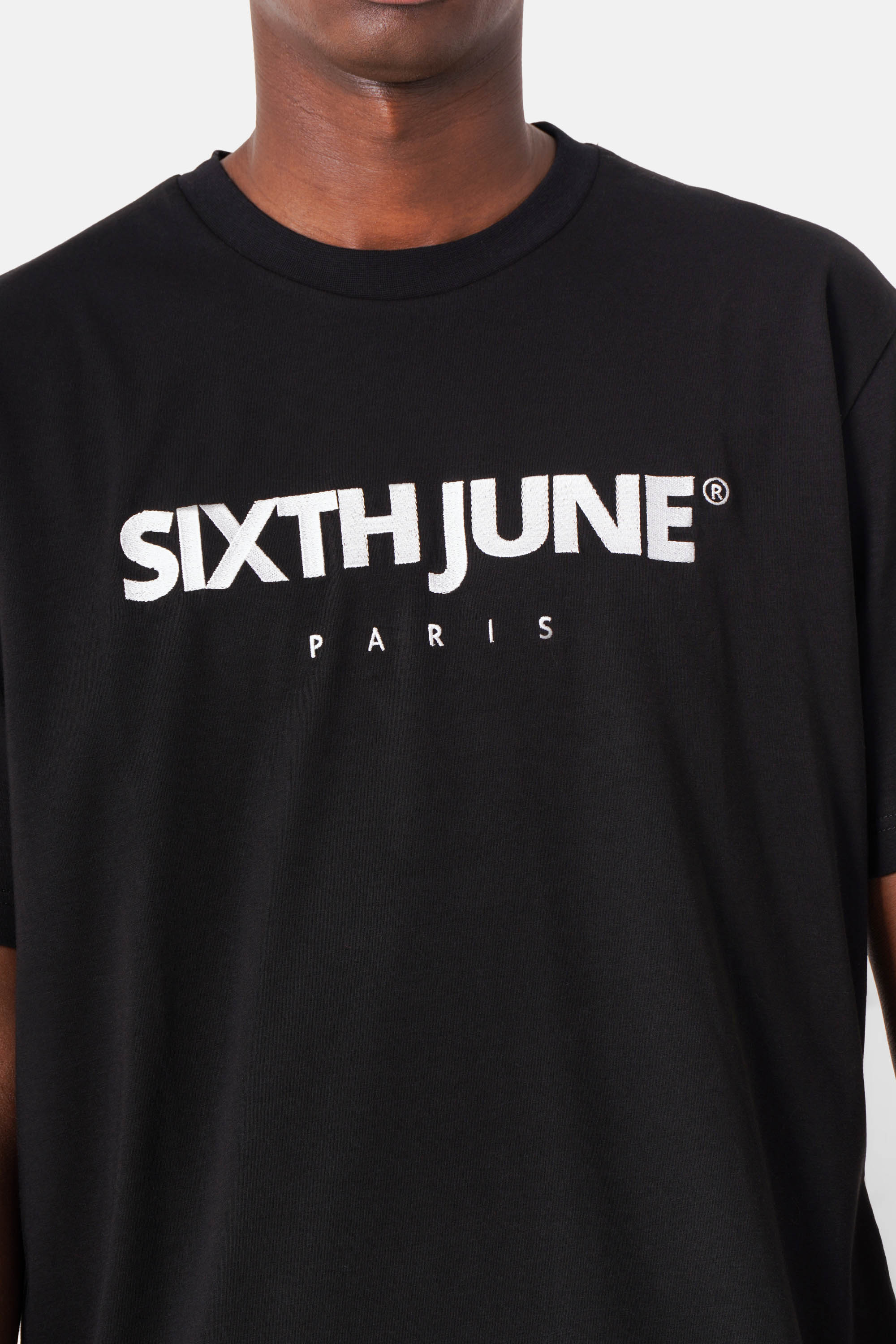 T-Shirt mit Paris-Logo-Stickerei Schwarz