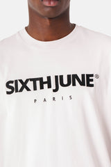 T-shirt logo brodé Paris Beige clair