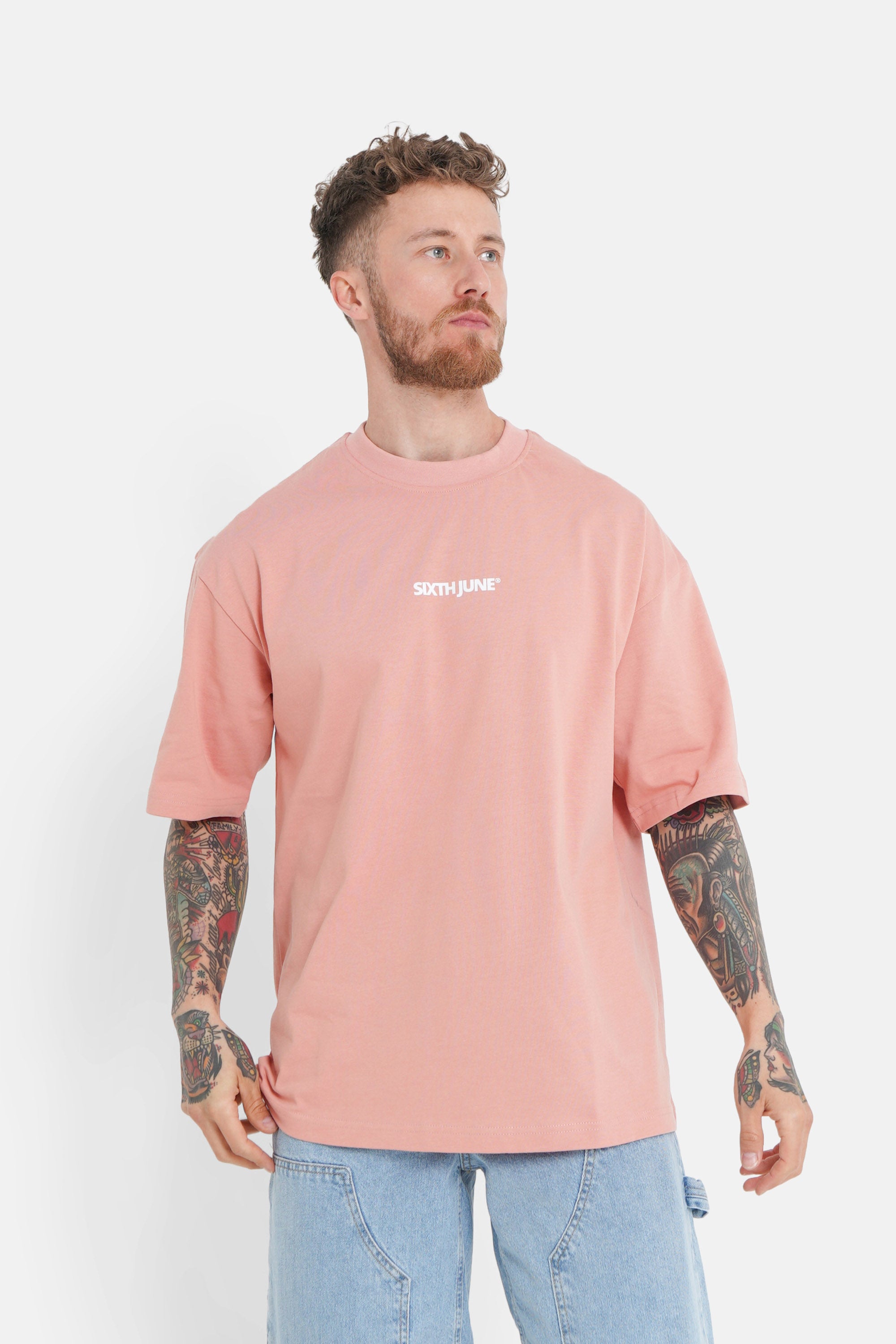 T-Shirt mit zentralem Logo in Rosa