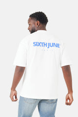 T-shirt logo central Blanc