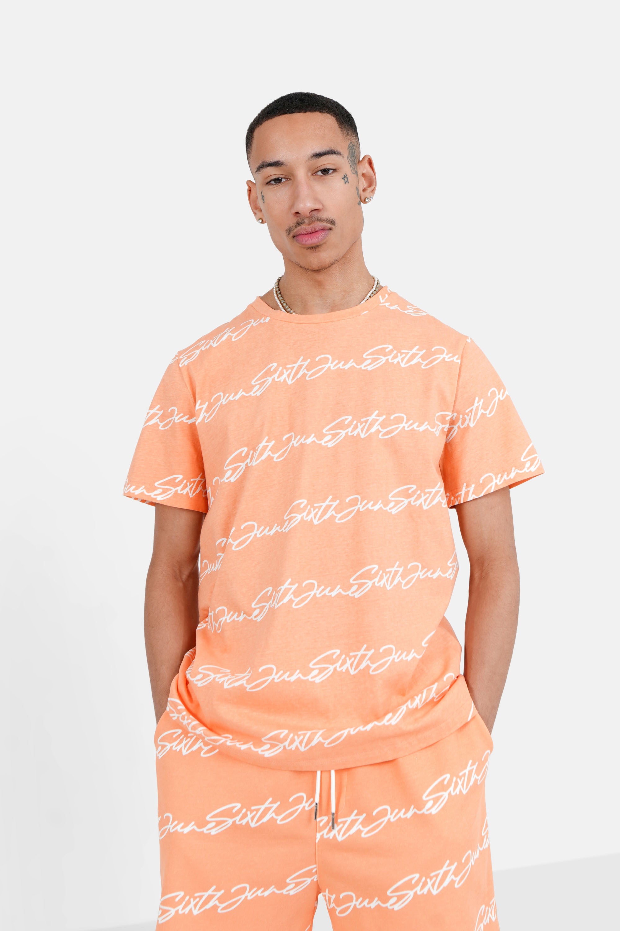 Printed logo signature t-shirt Orange