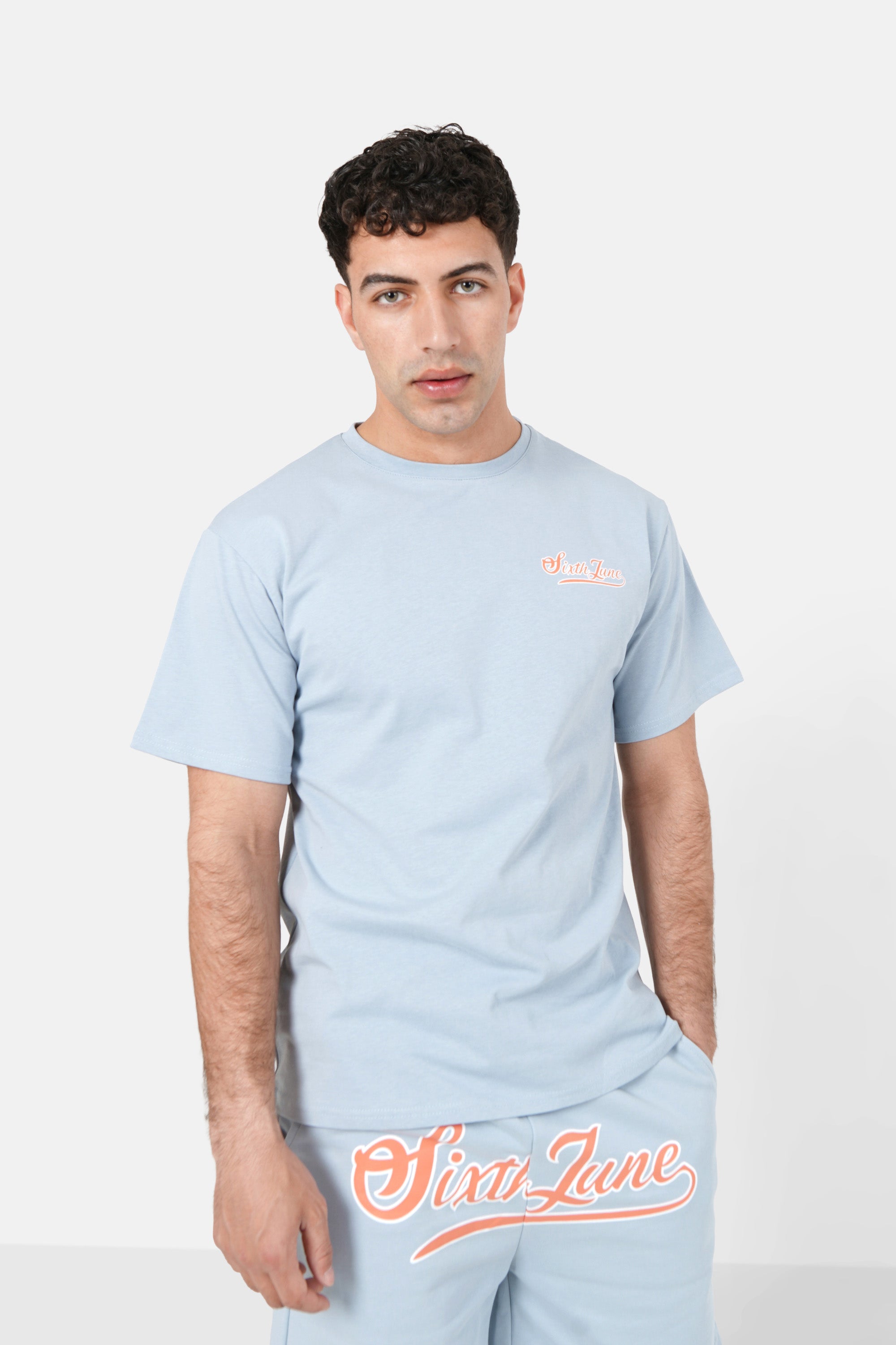 T-shirt rétro logo bleu clair