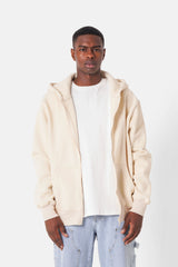 Sweatshirt capuche zip citations Beige