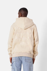 Sweatshirt capuche zip citations Beige