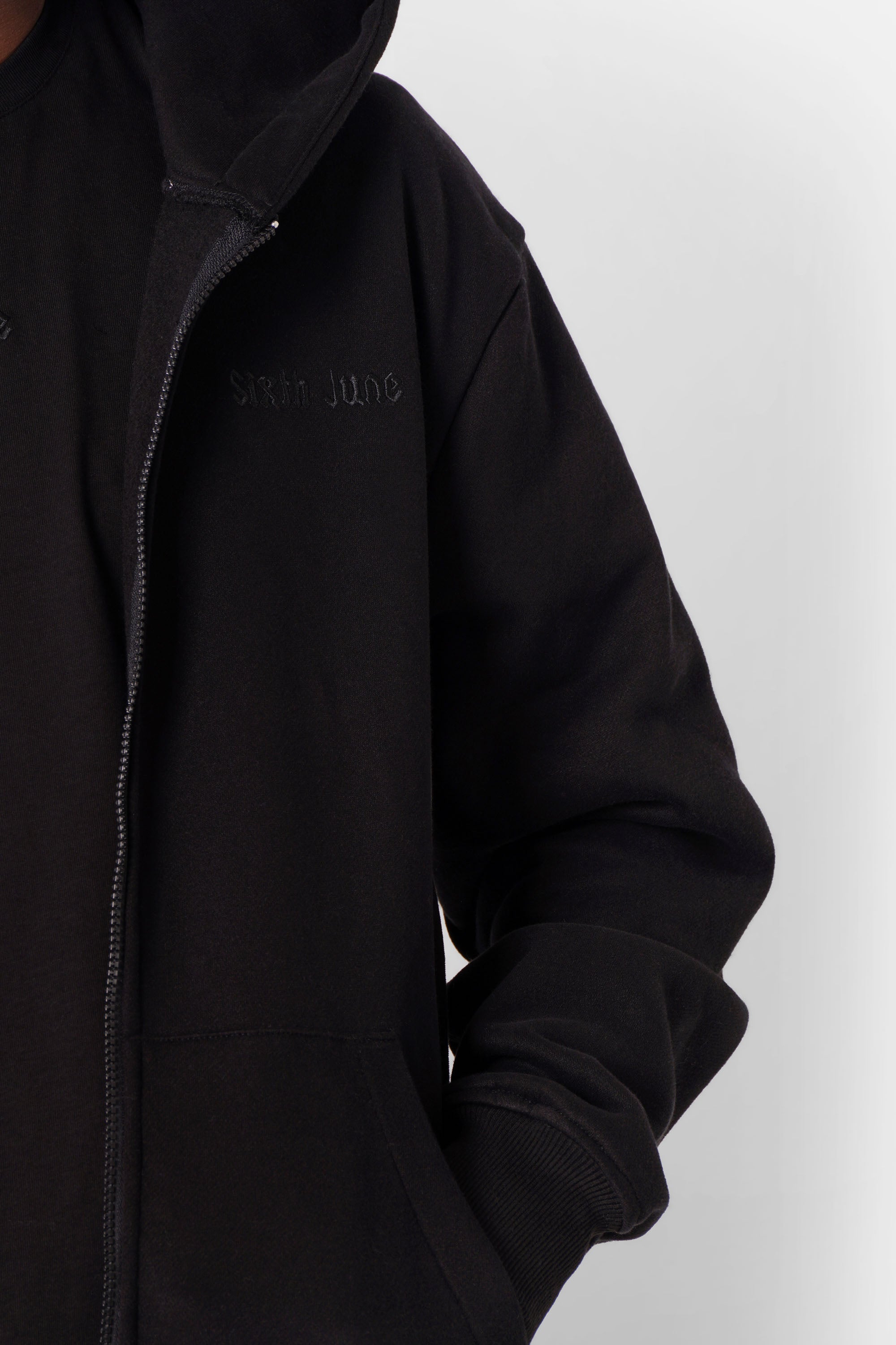 Sweatshirt capuche zip citations Noir