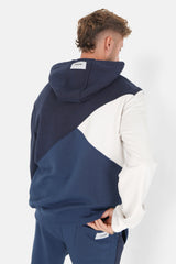 Sweatshirt capuche tricolore Bleu