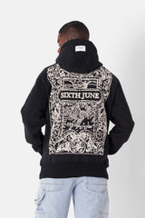 Sweatshirt capuche motifs azulejos Noir