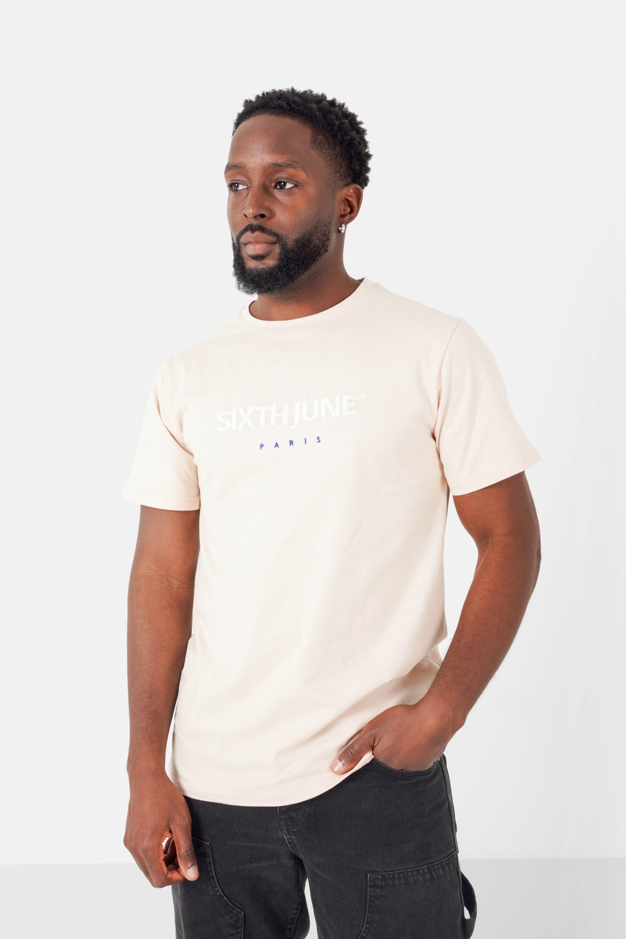 T-shirt logo brodé Beige