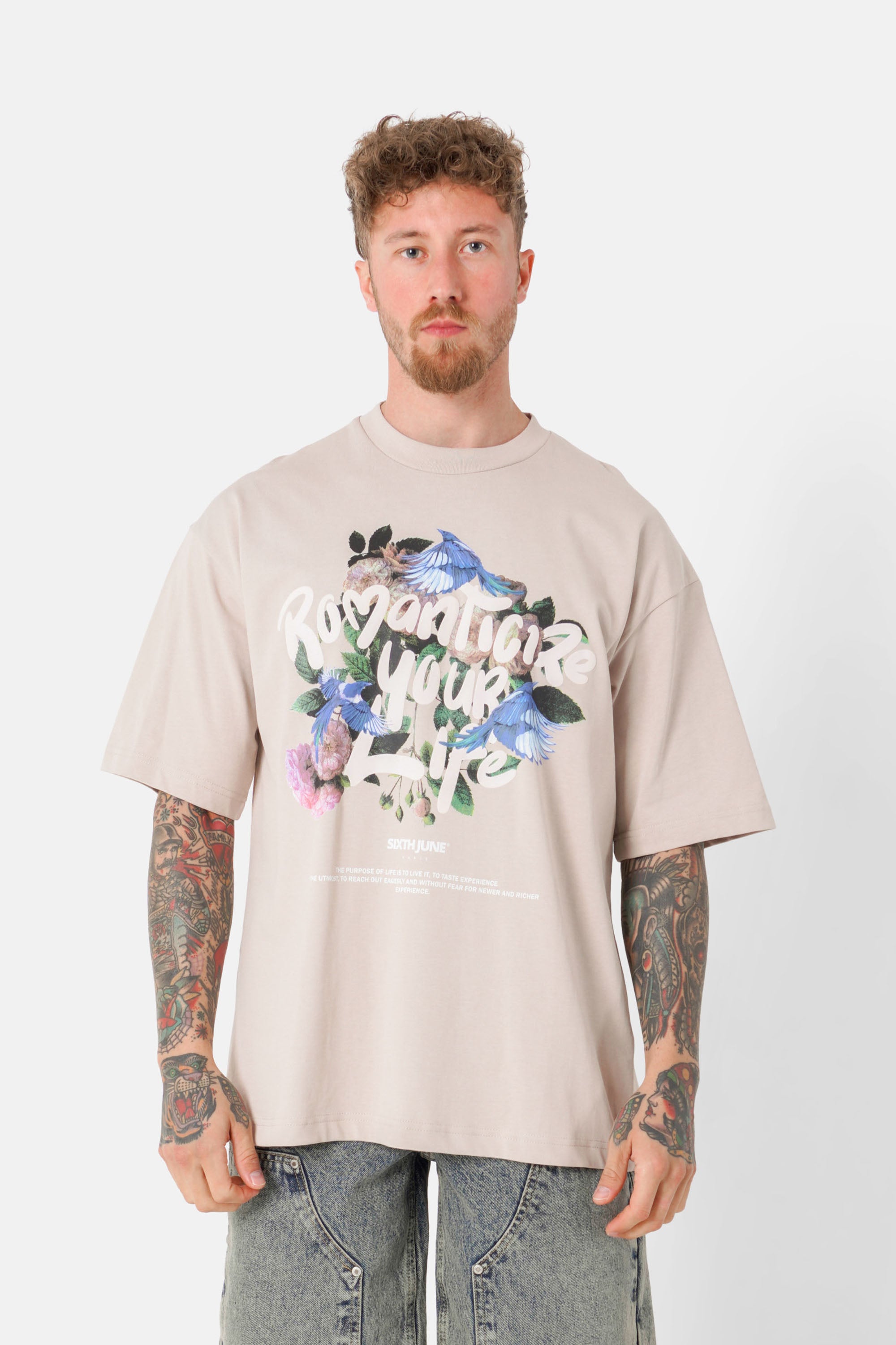 T-shirt floral Romanticize Beige