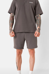 Tie and dye logo print shorts dark Grey