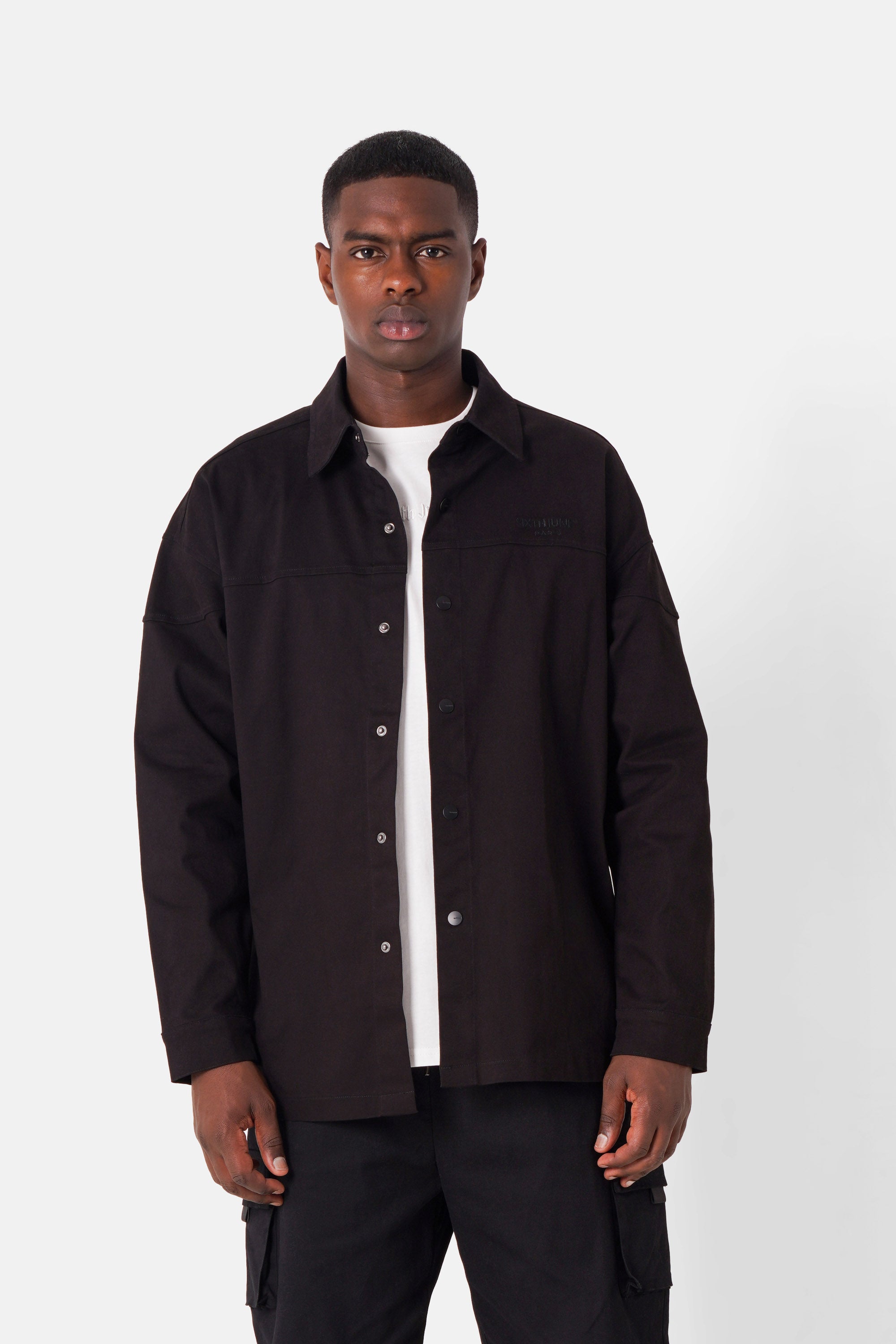 Chemise oversized logo Noir