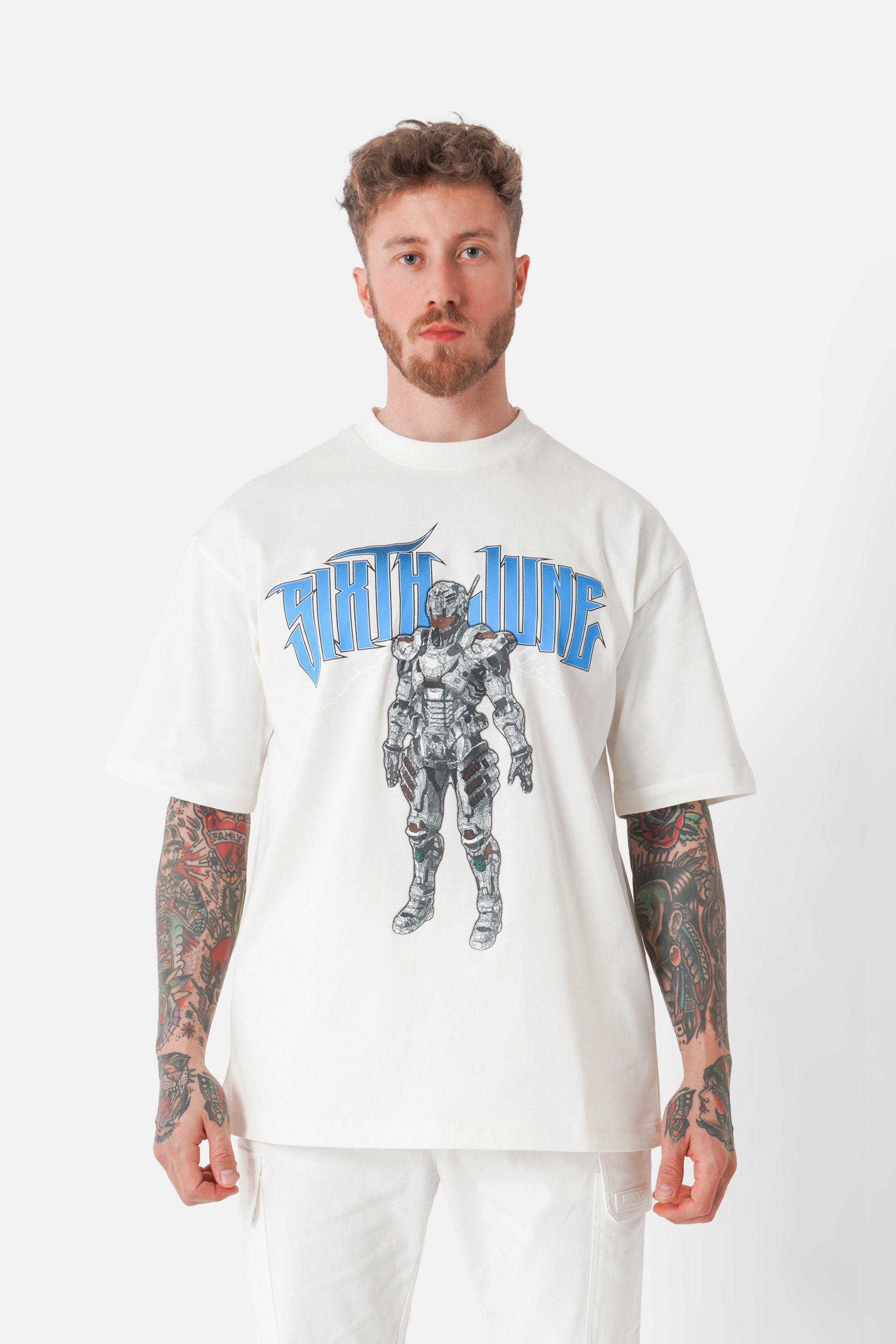 T-shirt print robot Blanc