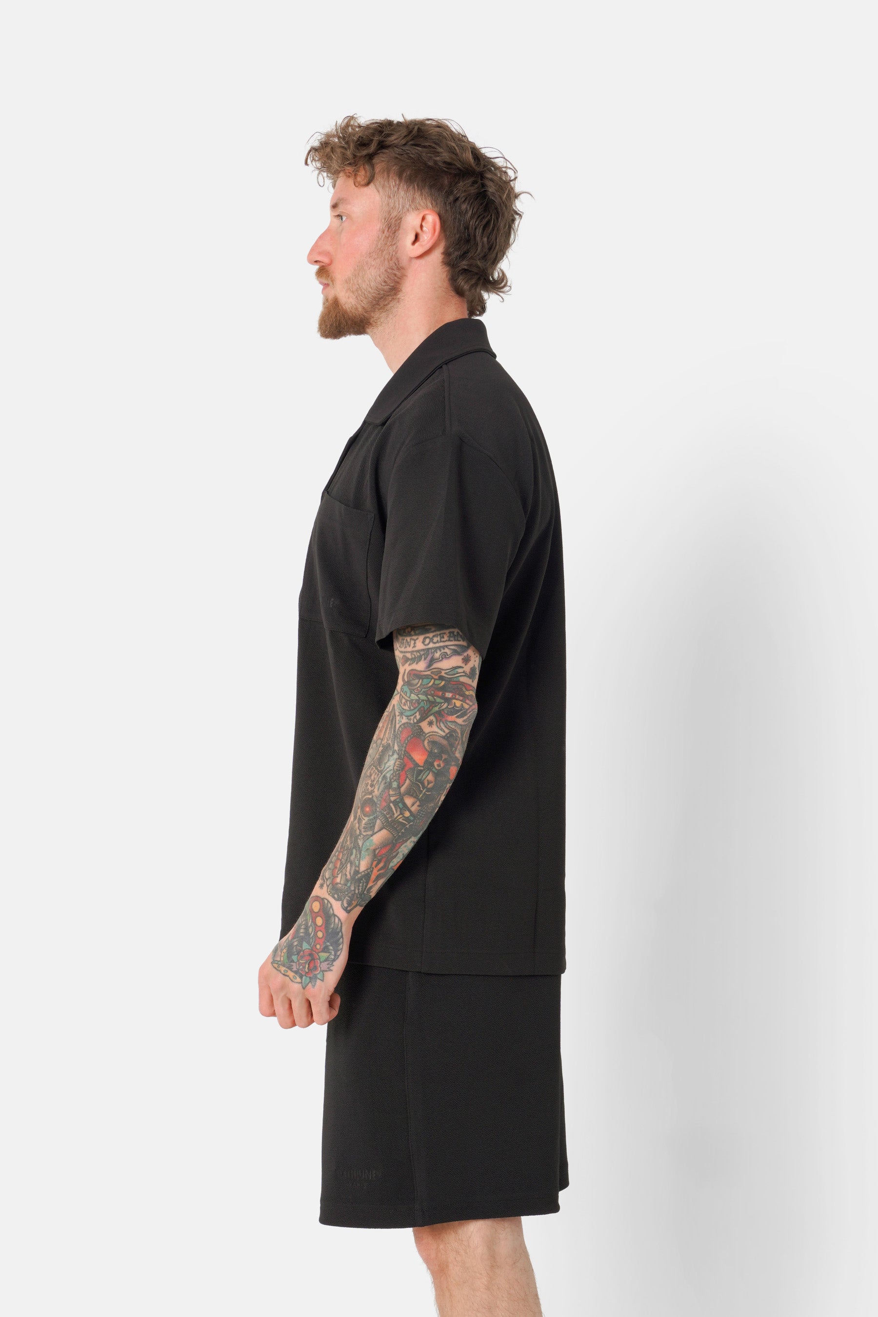 Chemise broderie texturé Noir