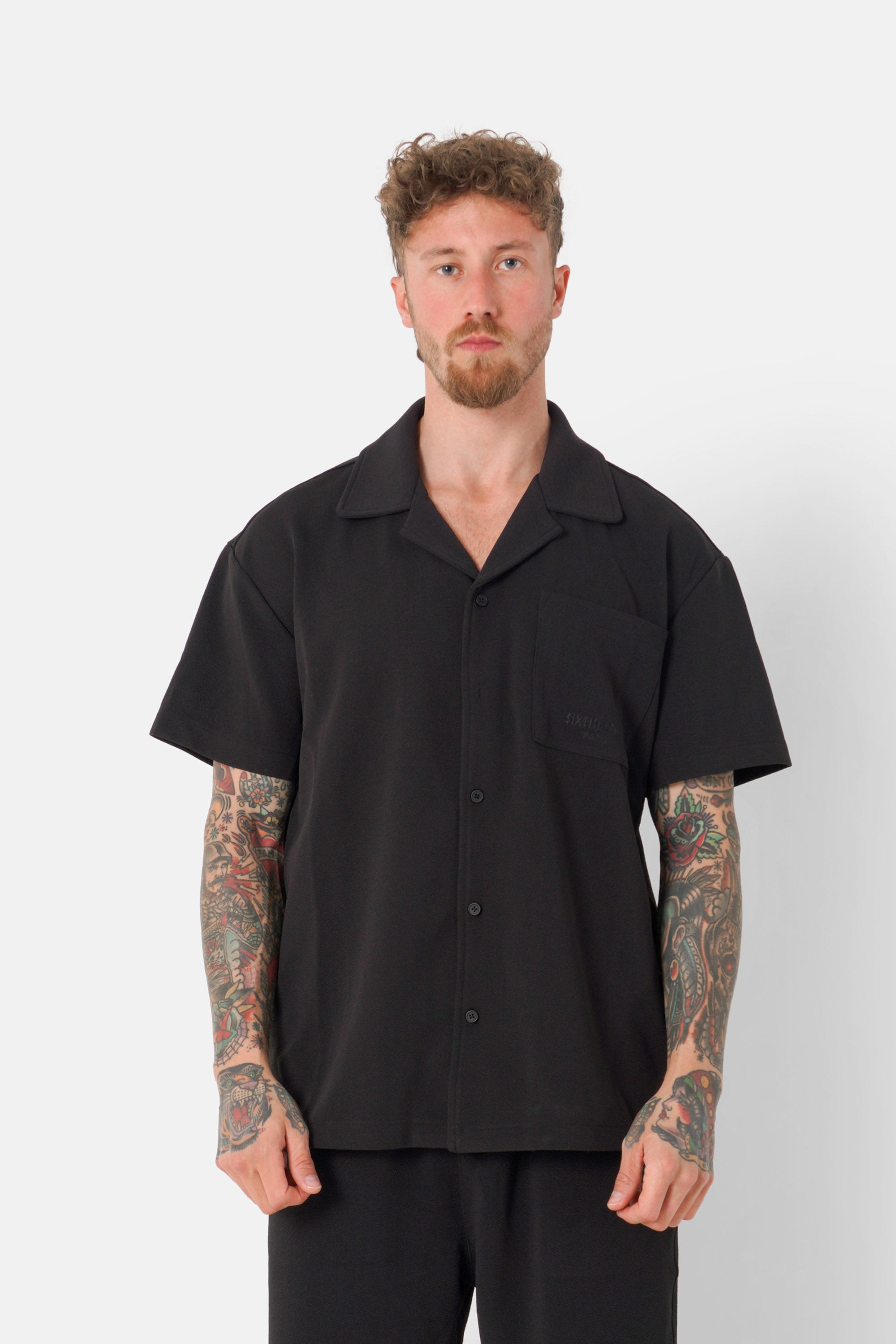 Chemise broderie texturé Noir