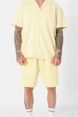 Textured embroidered cords shorts Yellow