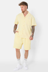 Textured embroidered cords shorts Yellow