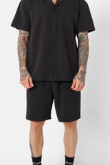 Textured embroidered cords shorts Black