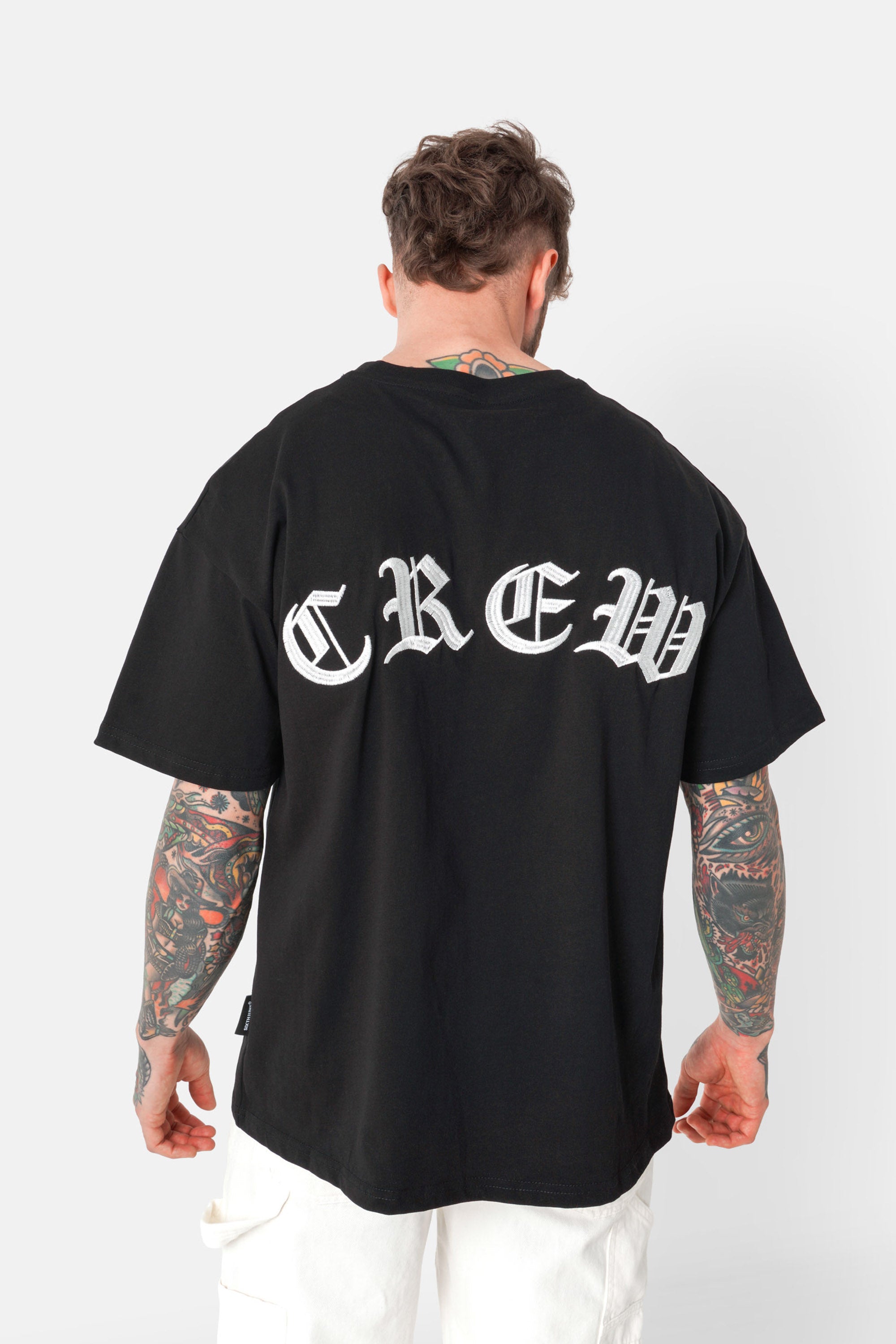 Crew embroidery t-shirt Black