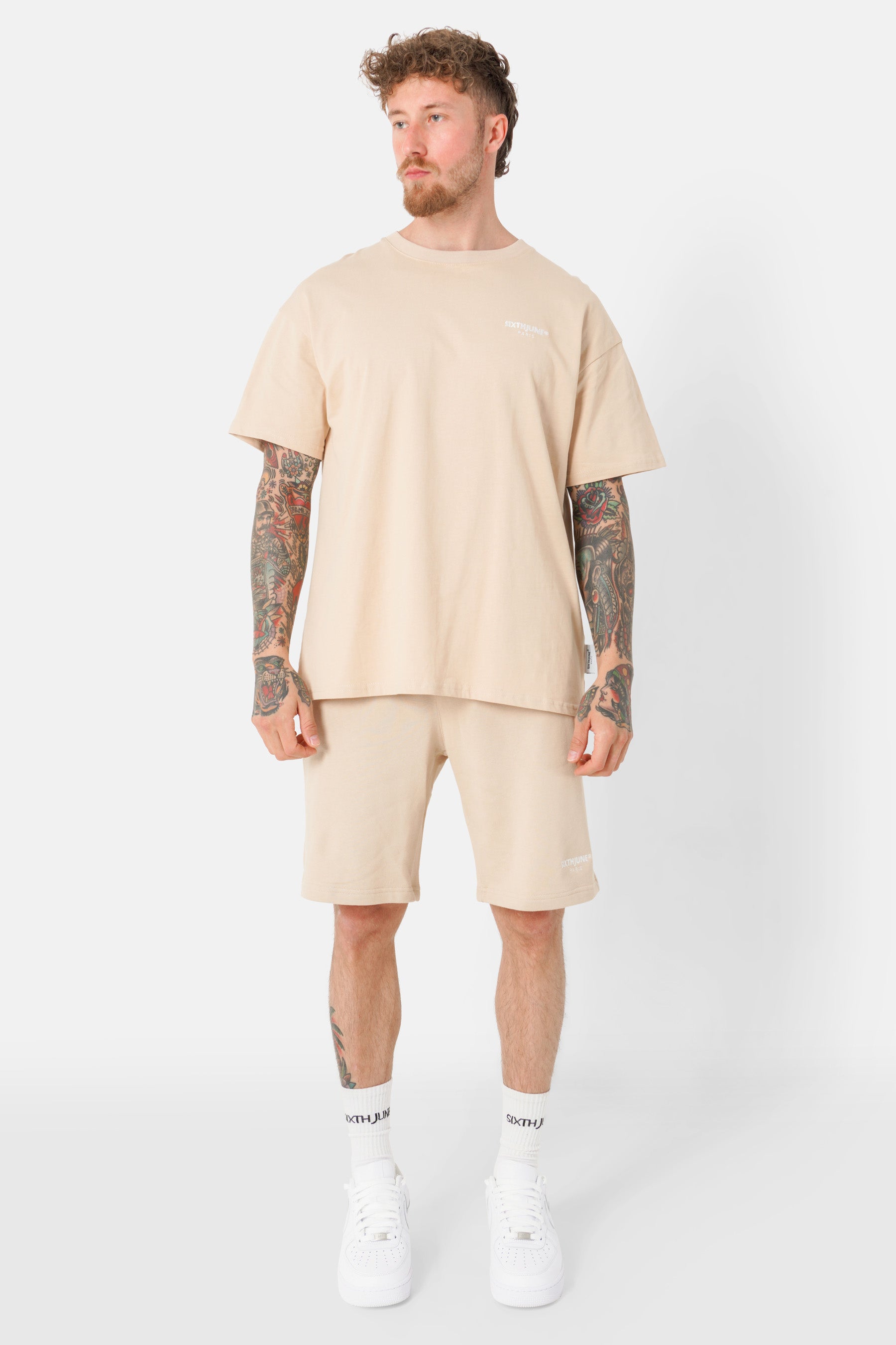 Essential-T-Shirt mit normalem Logo in Beige