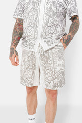 Weiß bedruckte Sommer-Azulejos-Shorts