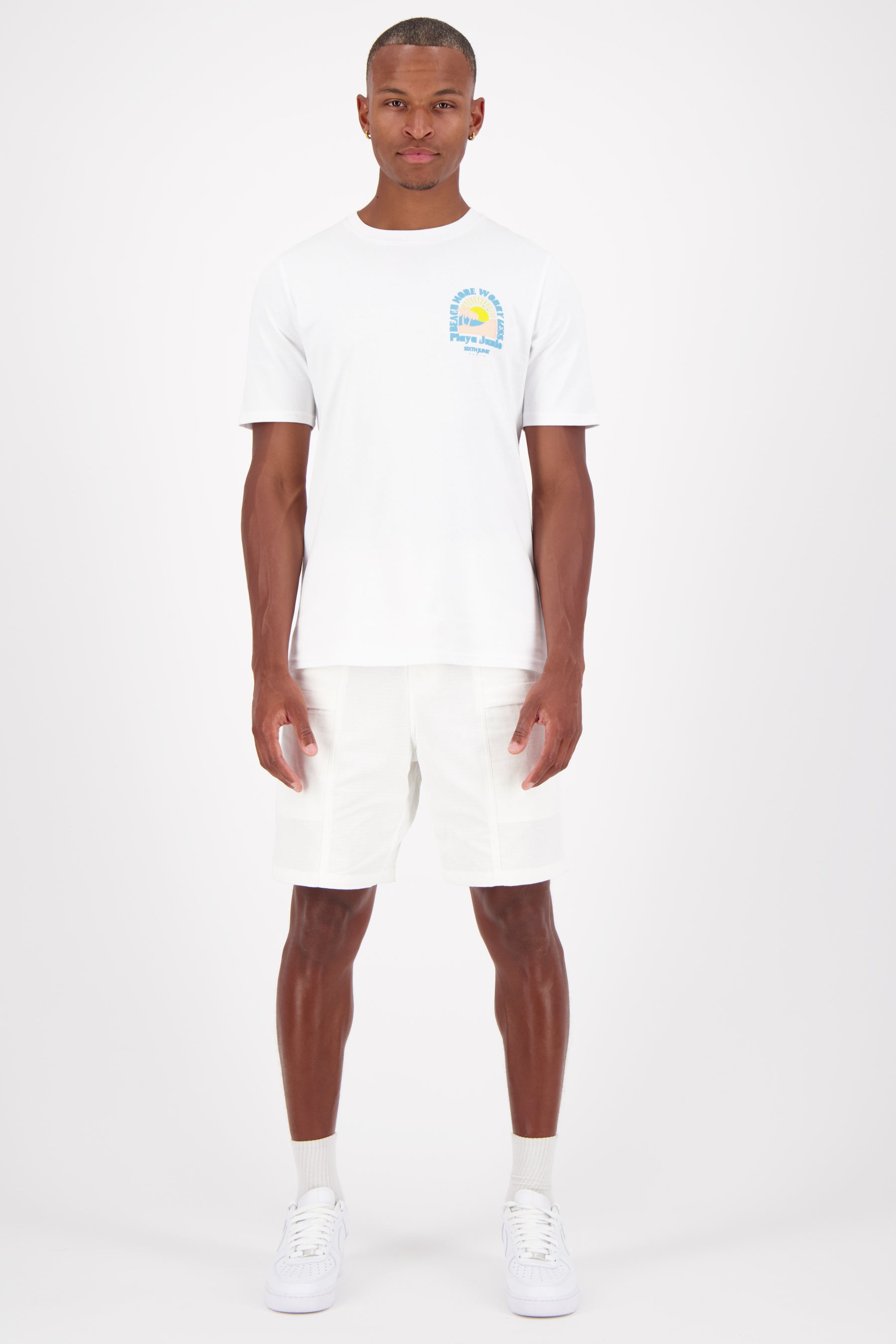 Sun beach print t-shirt White 