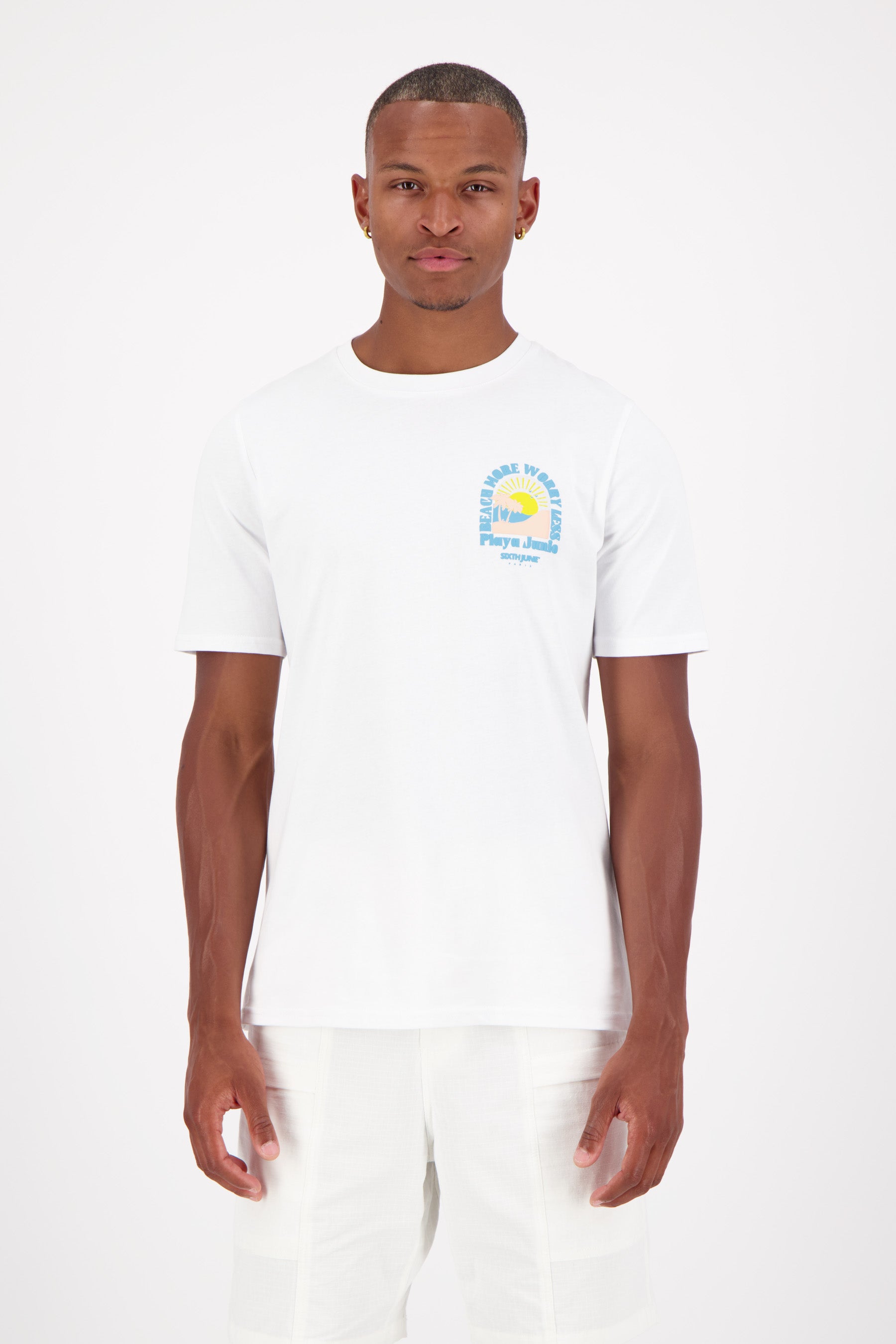 Sun beach print t-shirt White 