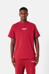 Retro print t-shirt burgundy Red