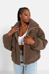 Doudoune oversize sherpa Marron