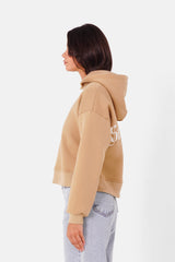 Sweatshirt capuche logo gothique Beige