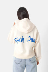 Gothic logo hoodie Beige