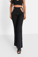 Pantalon flare bijoux Noir