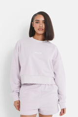 Sweatshirt court brodé Violet clair