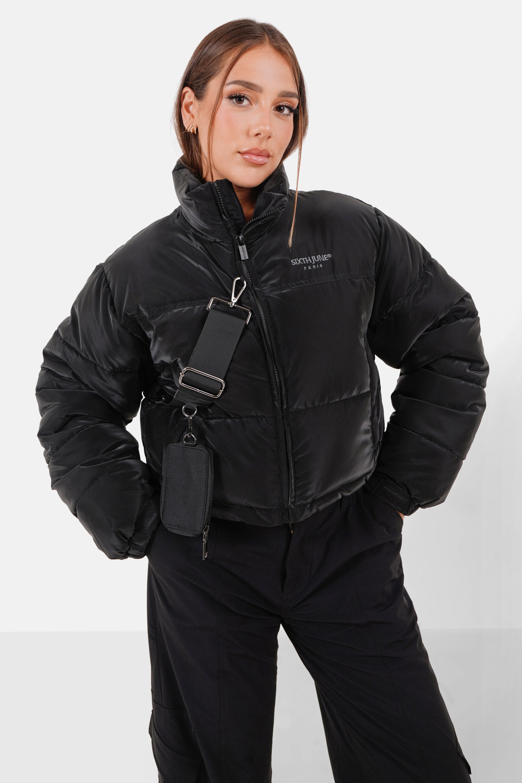 Sixth june puffer clearance jacket in black