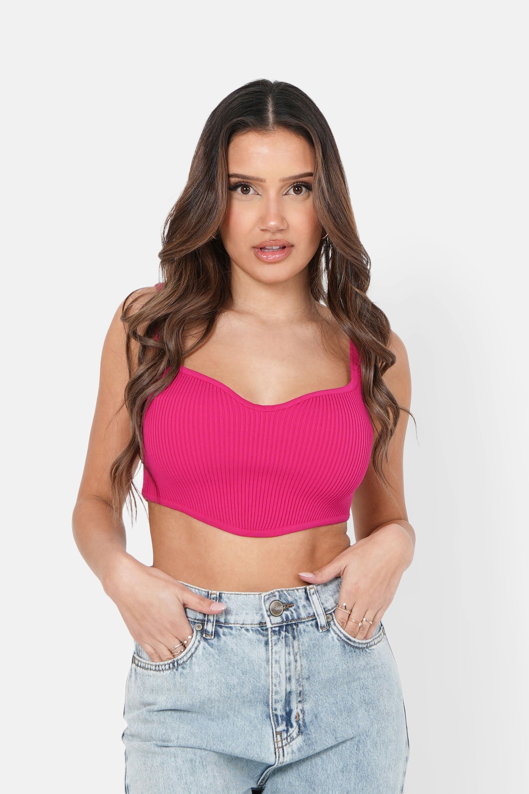 Heart-shaped neckline top Pink