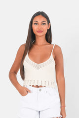 Top crochet Beige