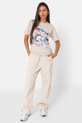 Pantalon parachute logo Beige clair