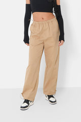 Pantalon parachute logo Beige