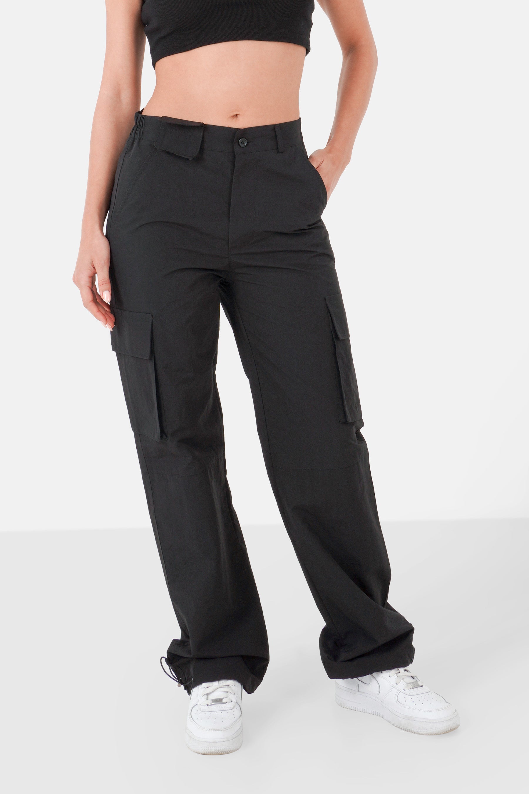 Nylon cargo pocket pants Black – Sixth June