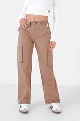 Pantalon poches cargo nylon Marron