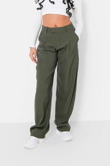 Reversible waistband pants Green