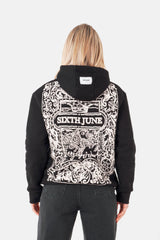 Sweatshirt capuche motifs azulejos Noir